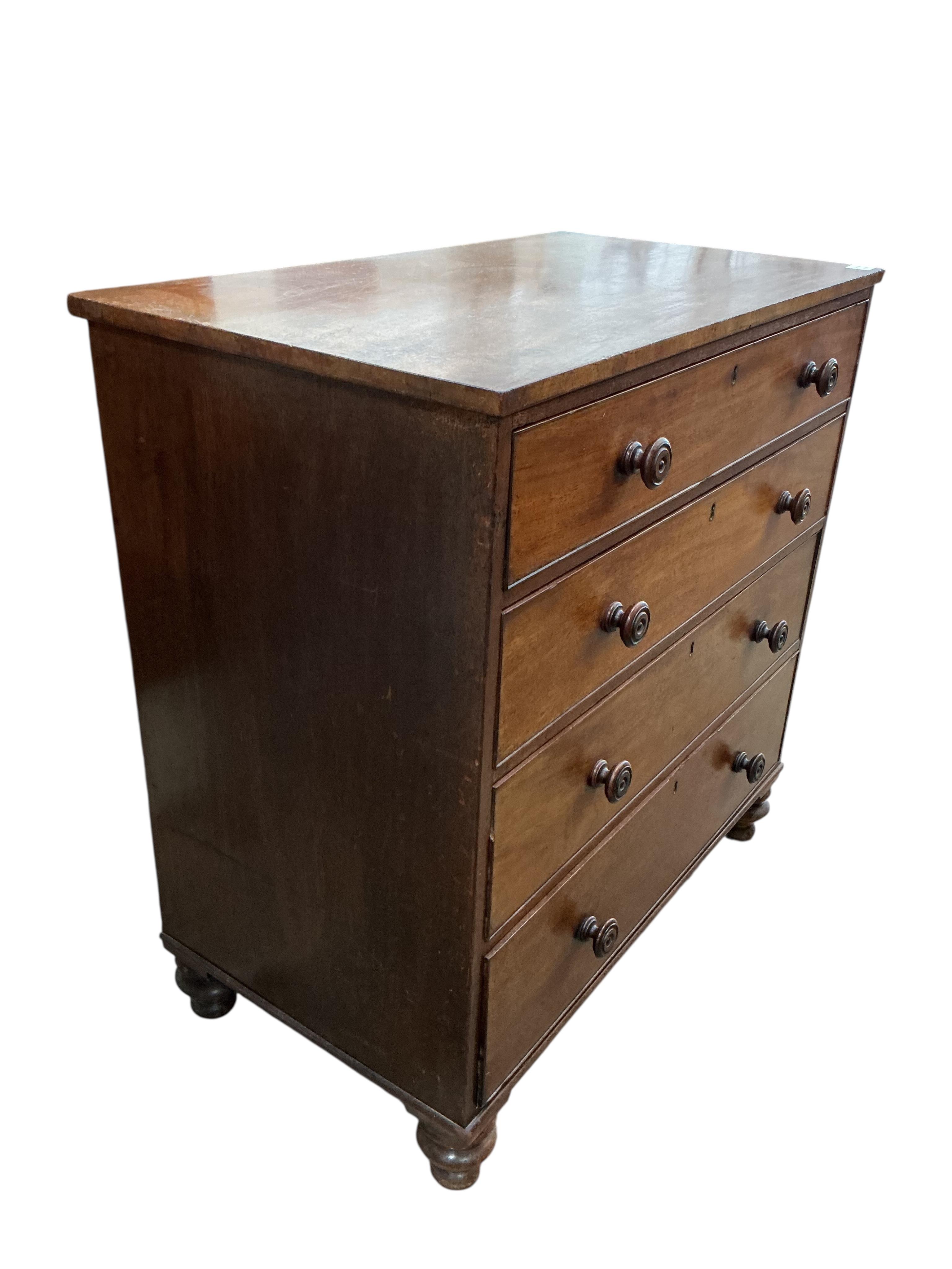 A Victorian mahogany chest of drawers, width 93cm, depth 52cm, height 96cm